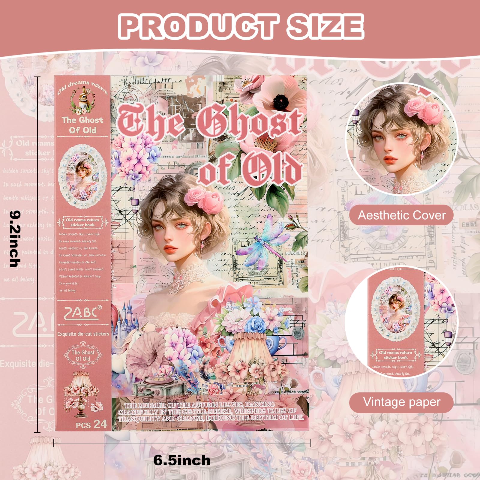 Naklejki w stylu vintage, 24 arkusze, 480, wstępnie wycięte naklejki, fantazyjne naklejki Washi, naklejki do dziennika, naklejki dla dorosłych, artykuły do scrapbookingu