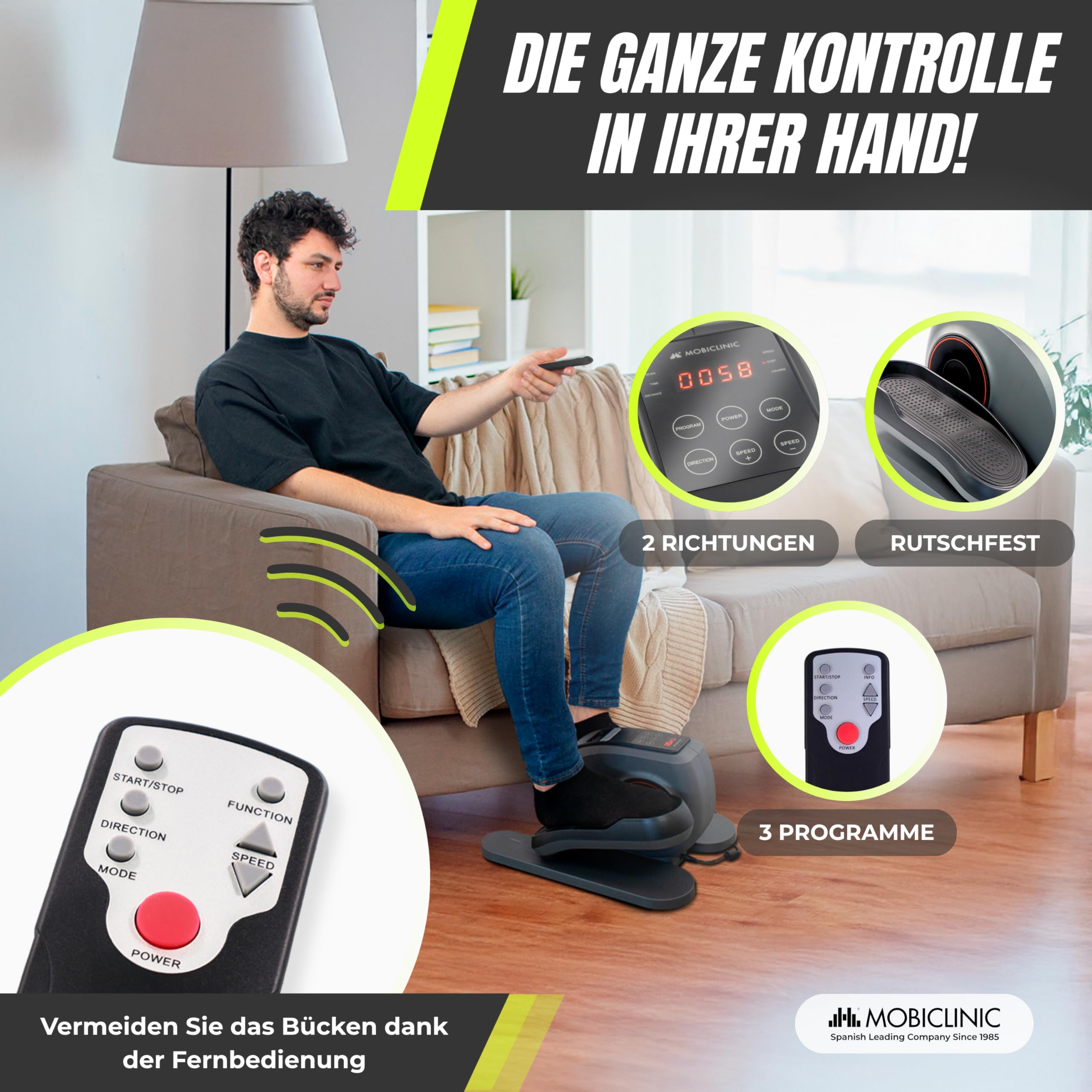 Mobiclinic Mini Ellipsentrainer Heimtrainer 10 Geschwindigkeiten 3 Programme LCD-Display Einstellbarer Widerstand