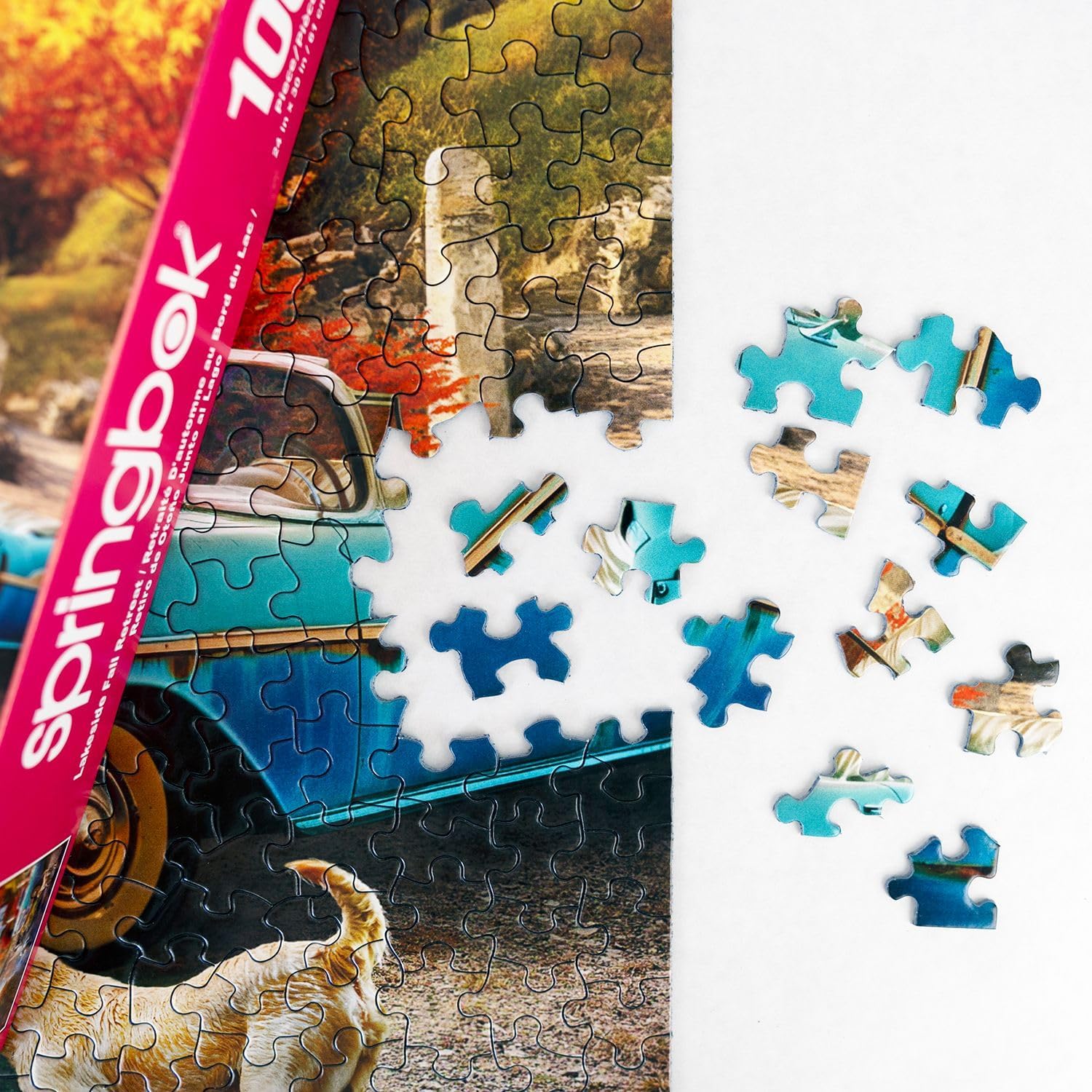 Springbok 1000 Piece Puzzles for Adults - Set of 2 Jigsaw Puzzles - Lakeside Fall Retreat and Mountain Home Sunrise