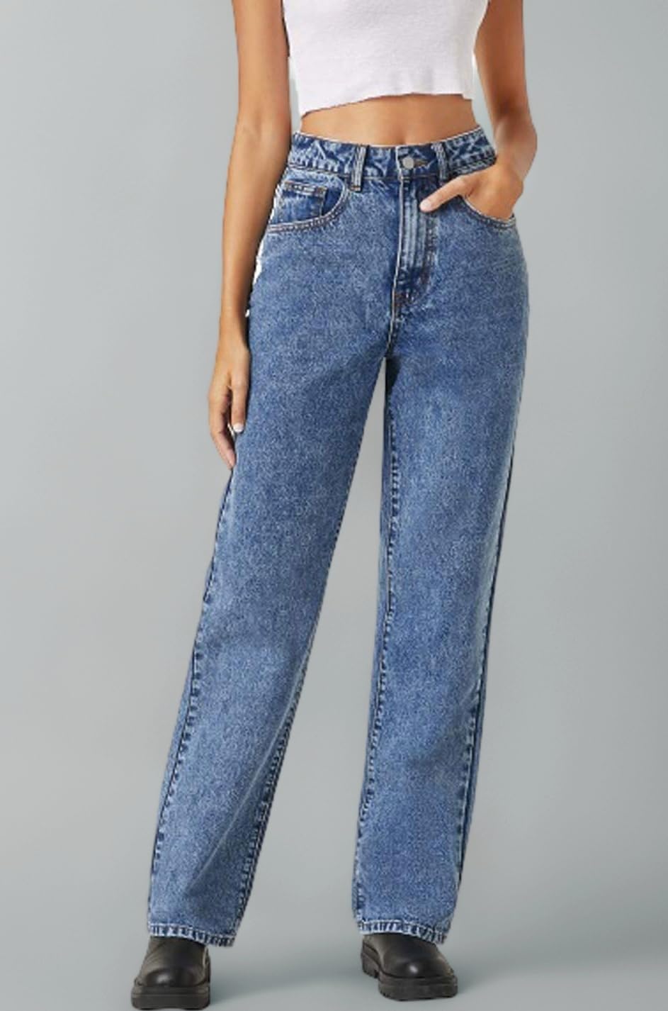 Women’s High Waist Denim Jeans | Straight, Relaxed & Wide Leg Fit | Light Blue, Dark Blue & Black | Casual Regular Length Fashion Wear