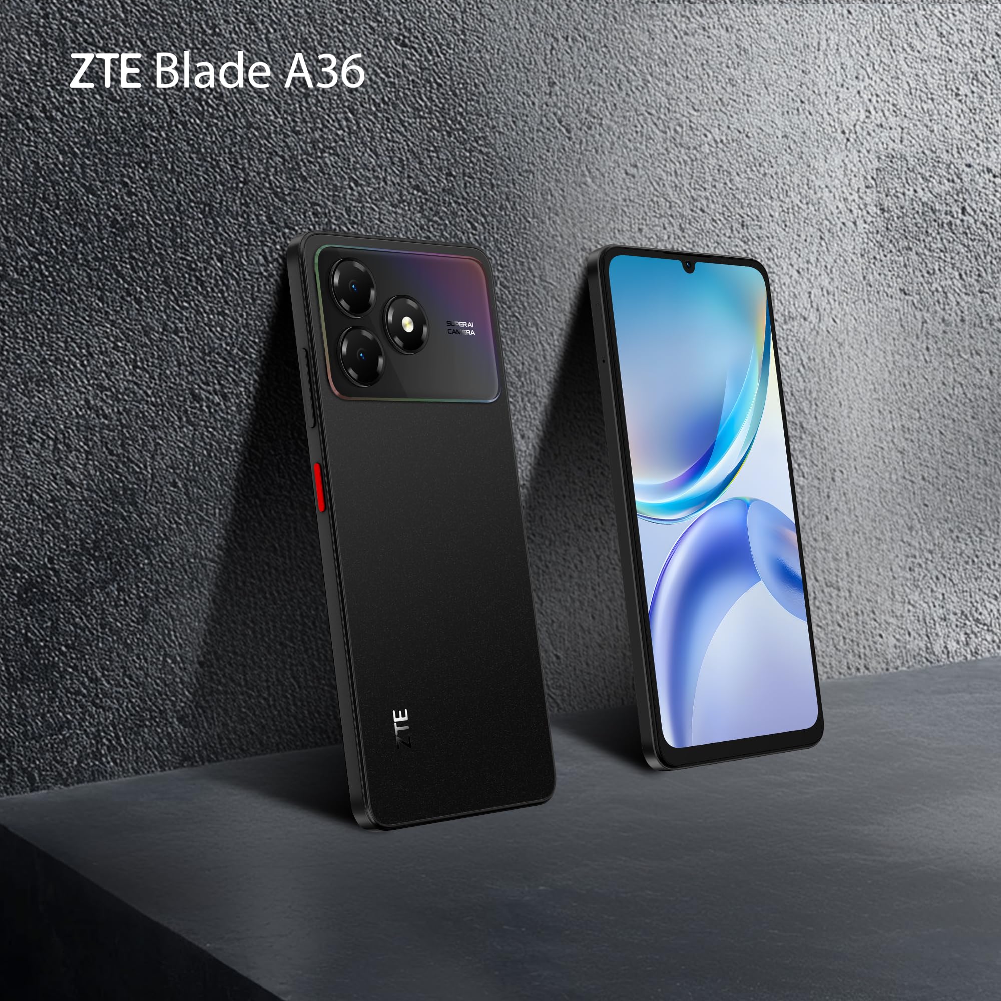 ZTE Blade A36 Smartphone 4G, Memoria 64GB, RAM 12GB (4GB+8GB memory fusion), Batteria 5000mAh, Fotocamera 8Mpx con AI, Android 15, Nebula Black