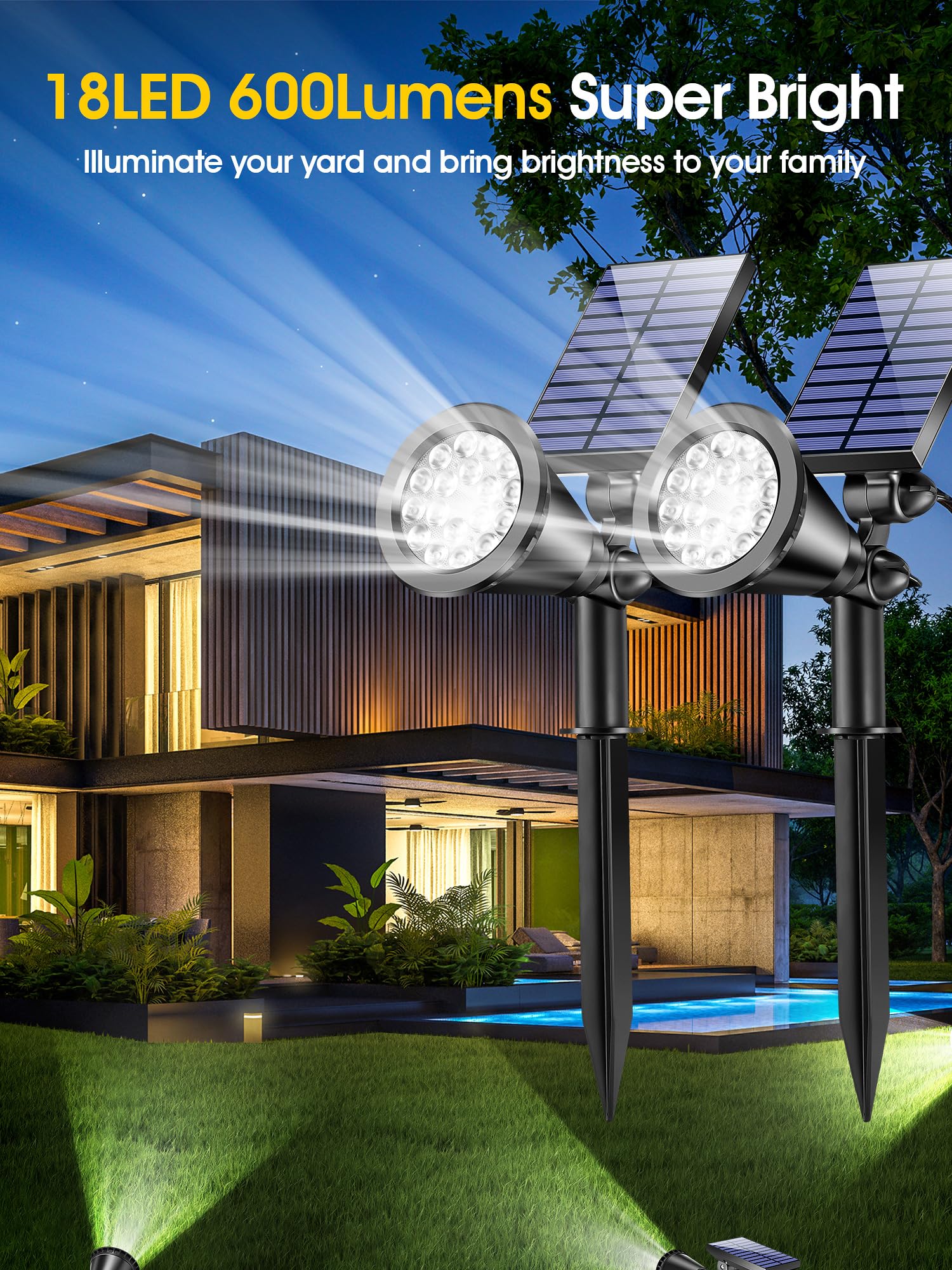 PIKOY Luci solari per esterni, 246 LED Design unico della lente