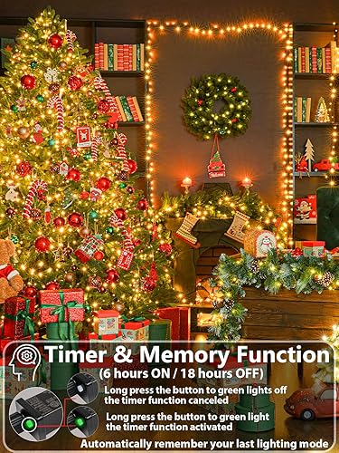 Miniatura 3 de Luces de decoración navideña LED de 99 pies con 300 LED para exterioresinteriores, función de memoria y temporizador y 8 modos, certificado UL,