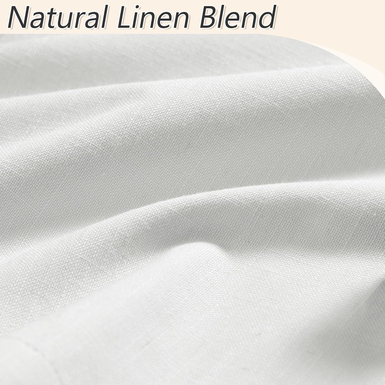 Guken White 100% Blackout Linen Curtains 84 Inch Length 2 Panels Set for Living Room Bedroom Back Tab Thermal Insulated 100% Black Out Drapes Room Darkening Farmhouse Style for Bedroom Curtains 52x84