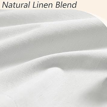 Guken White 100% Blackout Linen Curtains 84 Inch Length 2 Panels Set for Living Room Bedroom Back Tab Thermal Insulated 100% Black Out Drapes Room Darkening Farmhouse Style for Bedroom Curtains 52x84