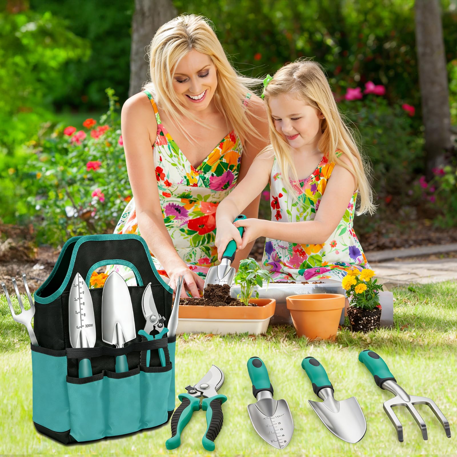 Juego de Herramientas de Jardinería,8 Piezas Acero Inoxidable de Herramientas de Jardín,Juego de Herramientas de Jardín Resistentes,Kit Jardinería-Rgalo de Jardín Ideal para Mujeres y Hombres