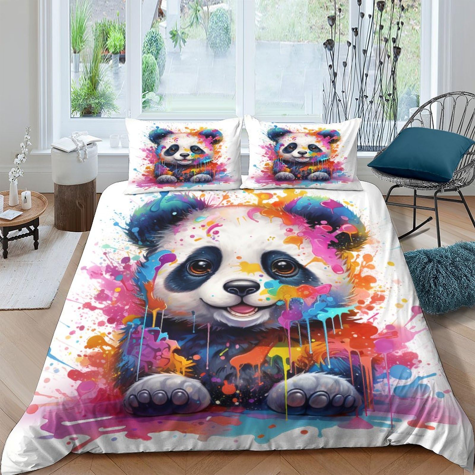 Housse de couette panda king size douce et facile d'entretien pour le lit des enfants