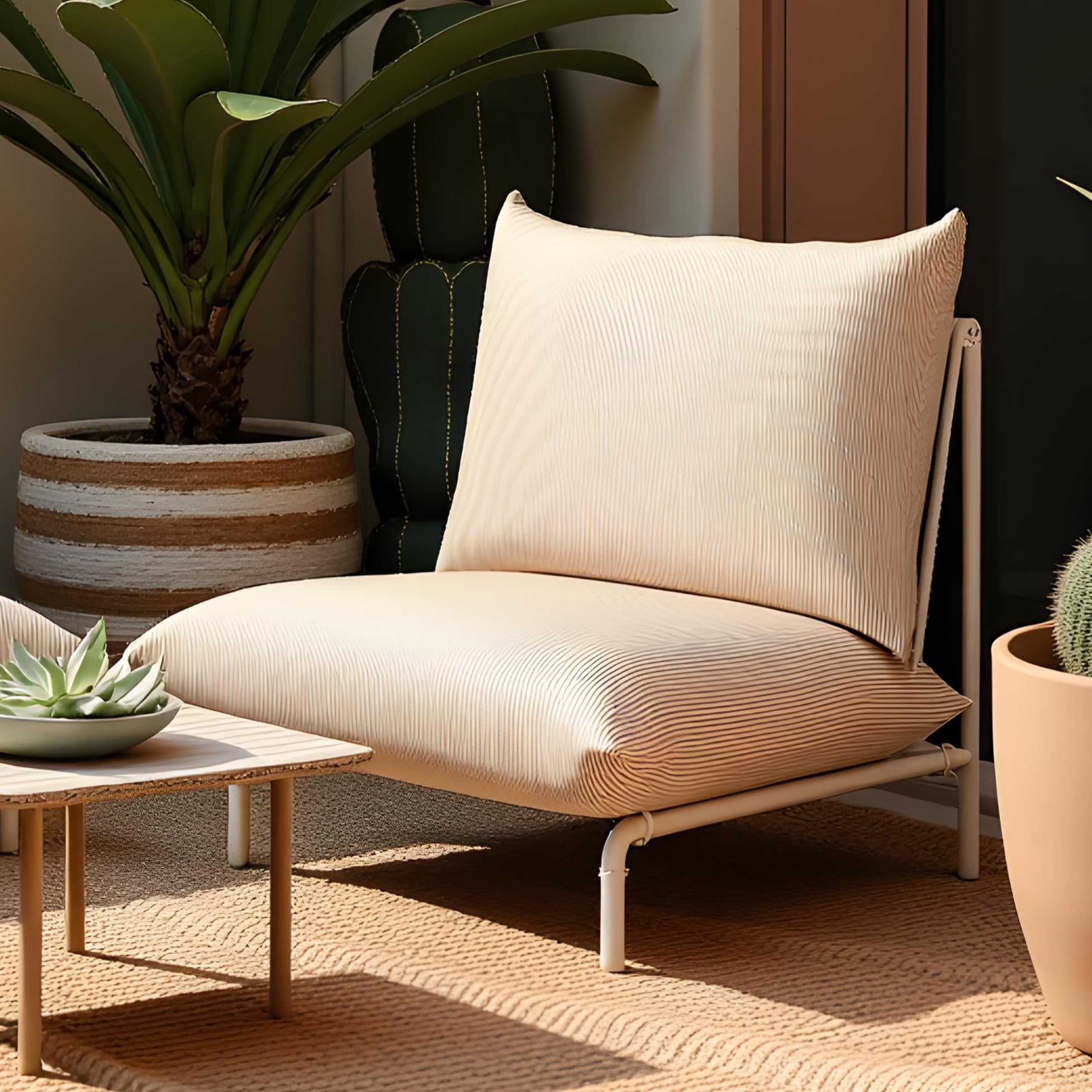 Rockin Cushions Beige Stripe Havsten Outdoor Slip Covers : Amazon