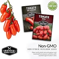 Vista 4 de Pasta de semillas de tomate para plantar, paquete variado de 2 con Roma y San Marzano, tomates tradicionales sin OMG para salsa, enlatado y cocinar.