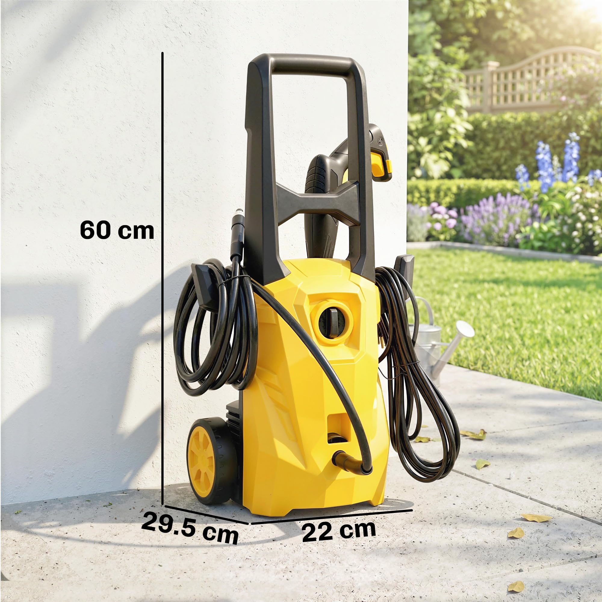 Outsunny Idropulitrice ad Alta Pressione 1600W con Ugello Regolabile e Kit di Pulizia, Professionale in Rame e Alluminio, 120 Bar, Portata Massima 390 l/h, per Auto, Patio e Casa, Giallo