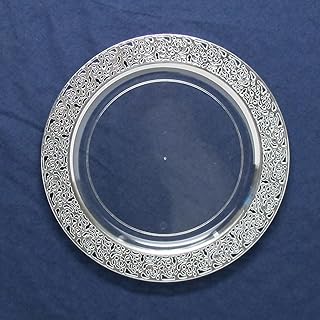 Decorline Inspirational Collection Plastic Soup Bowl with Silver Lace Rim - 12 oz | Clear | Pack of 10