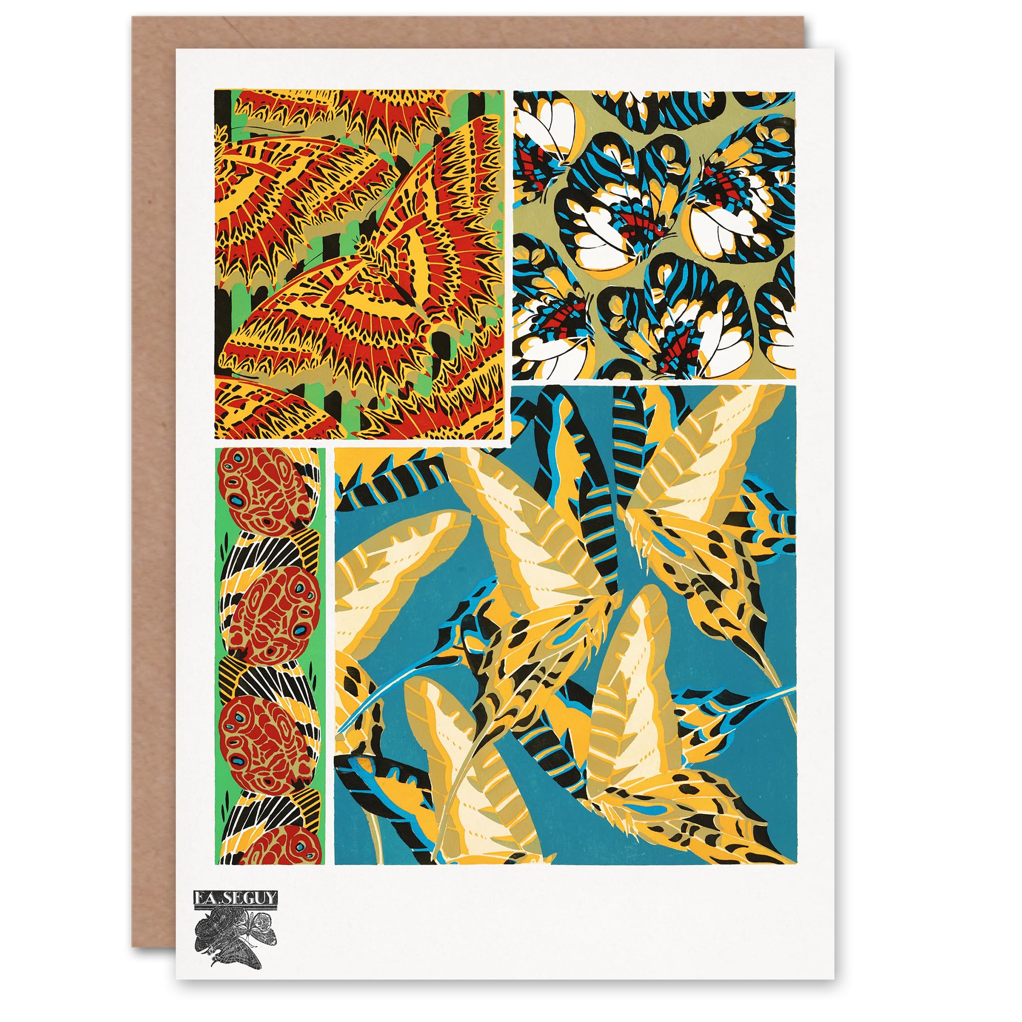 Artery8 Eugene Seguy Art Card Vintage Butterflies Bright Pattern
