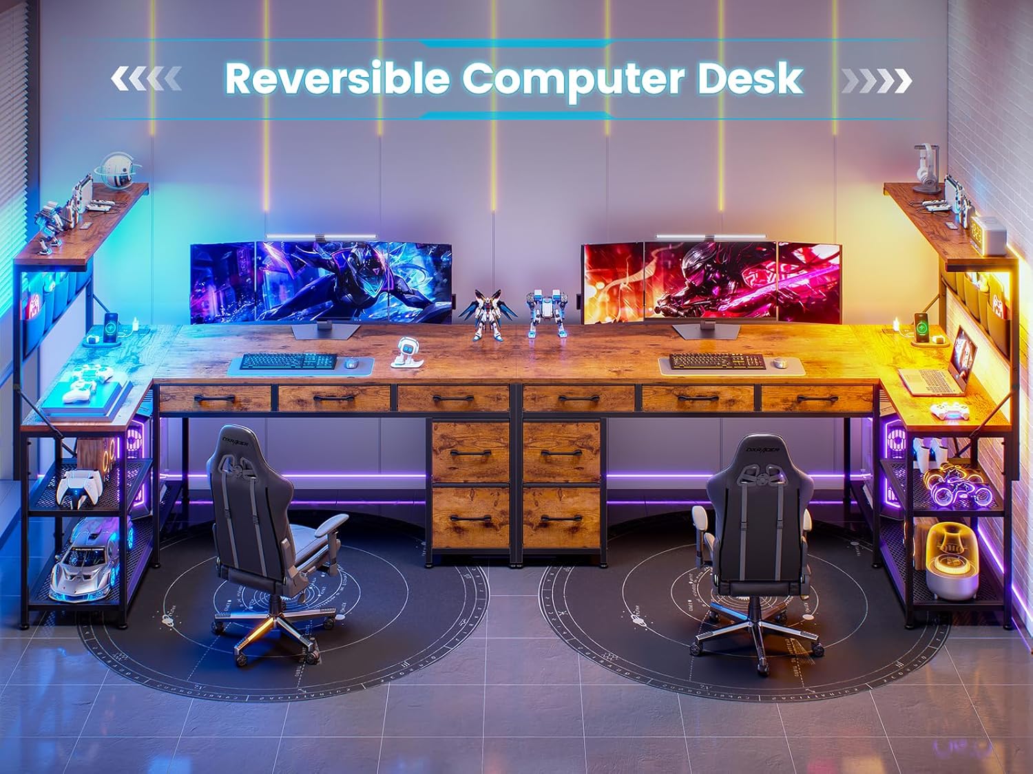 SEDETA L-Shaped Desk showing reversible design