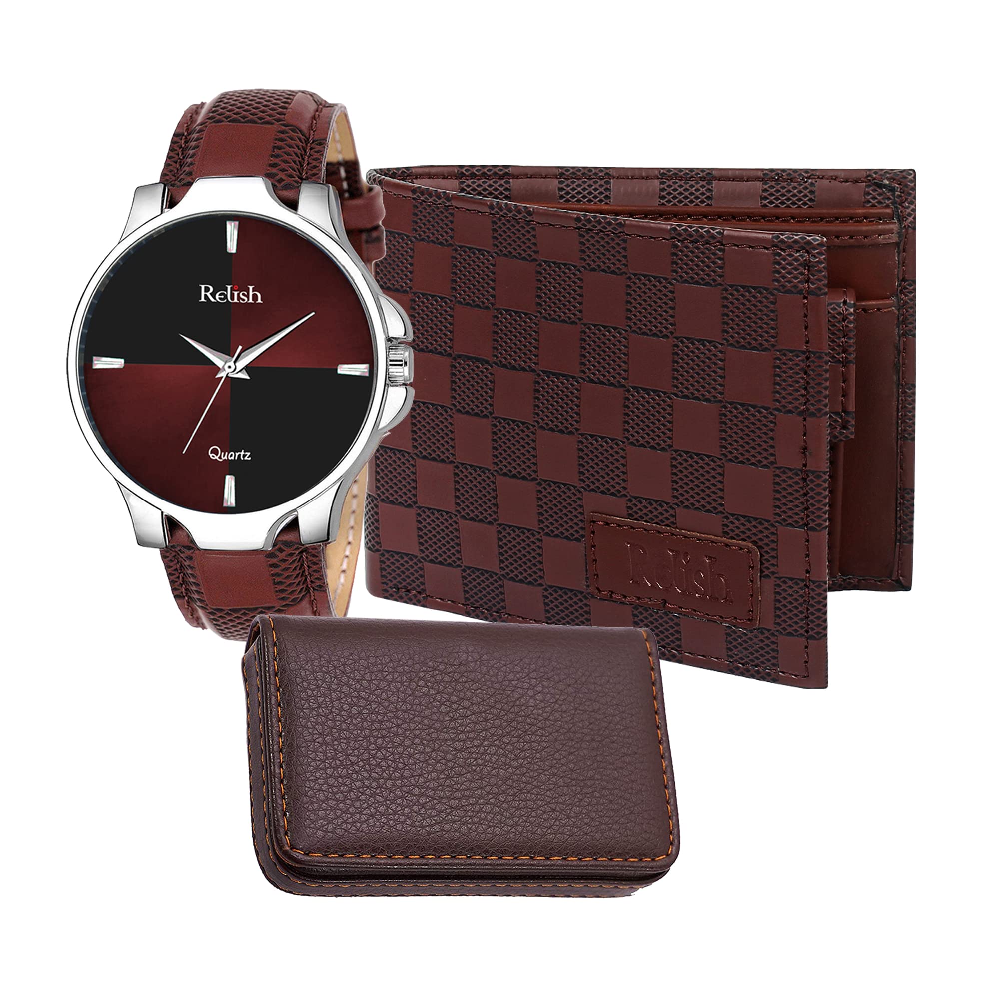 Relish Mens Gift Pack | Analog Watch, Wallet, Card Holder | Gifting Combo for Mens (B09YNN2PRF) Amazon Price History, Amazon Price Tracker