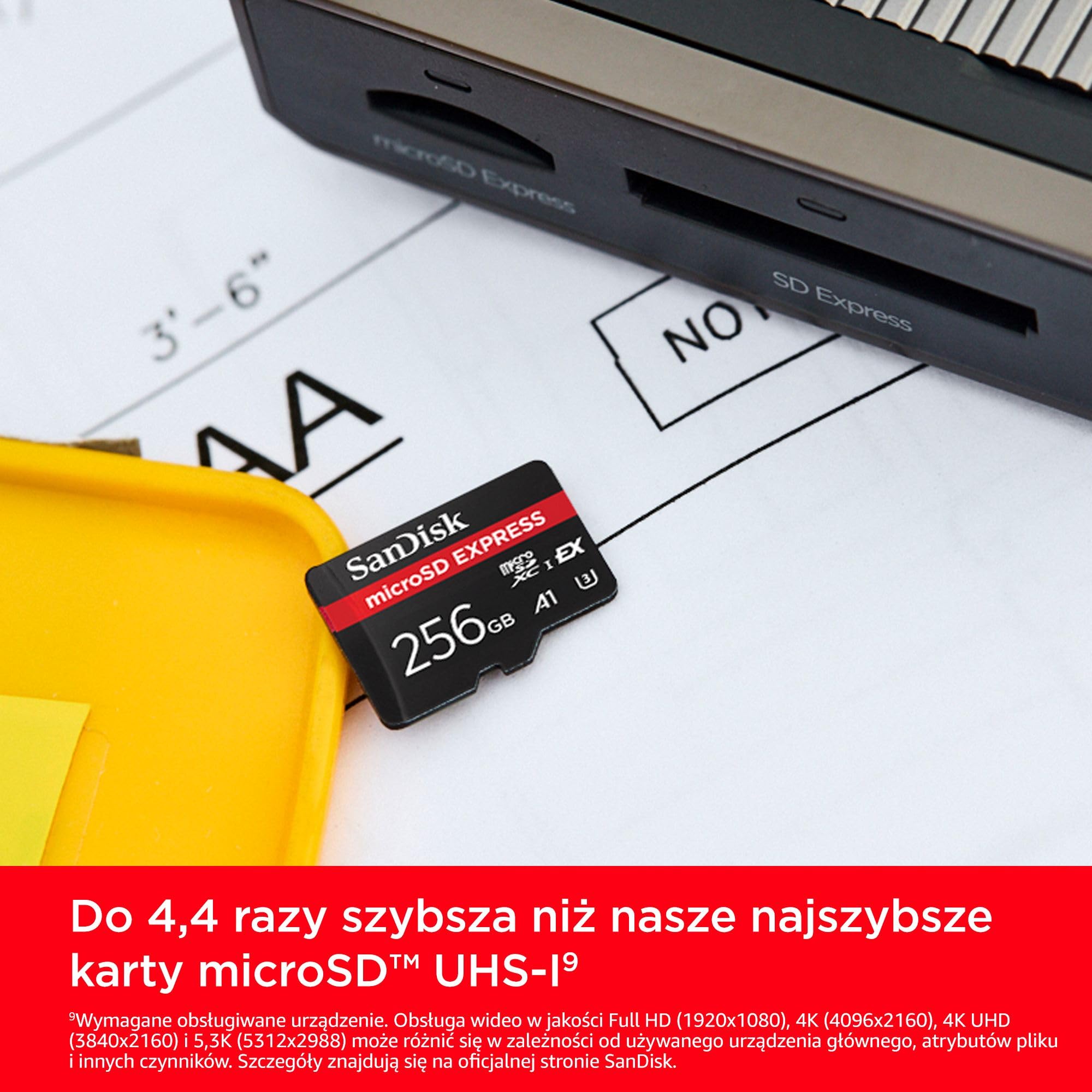 SanDisk MicroSD Express 256GB, karta mSD, prędkość odczytu