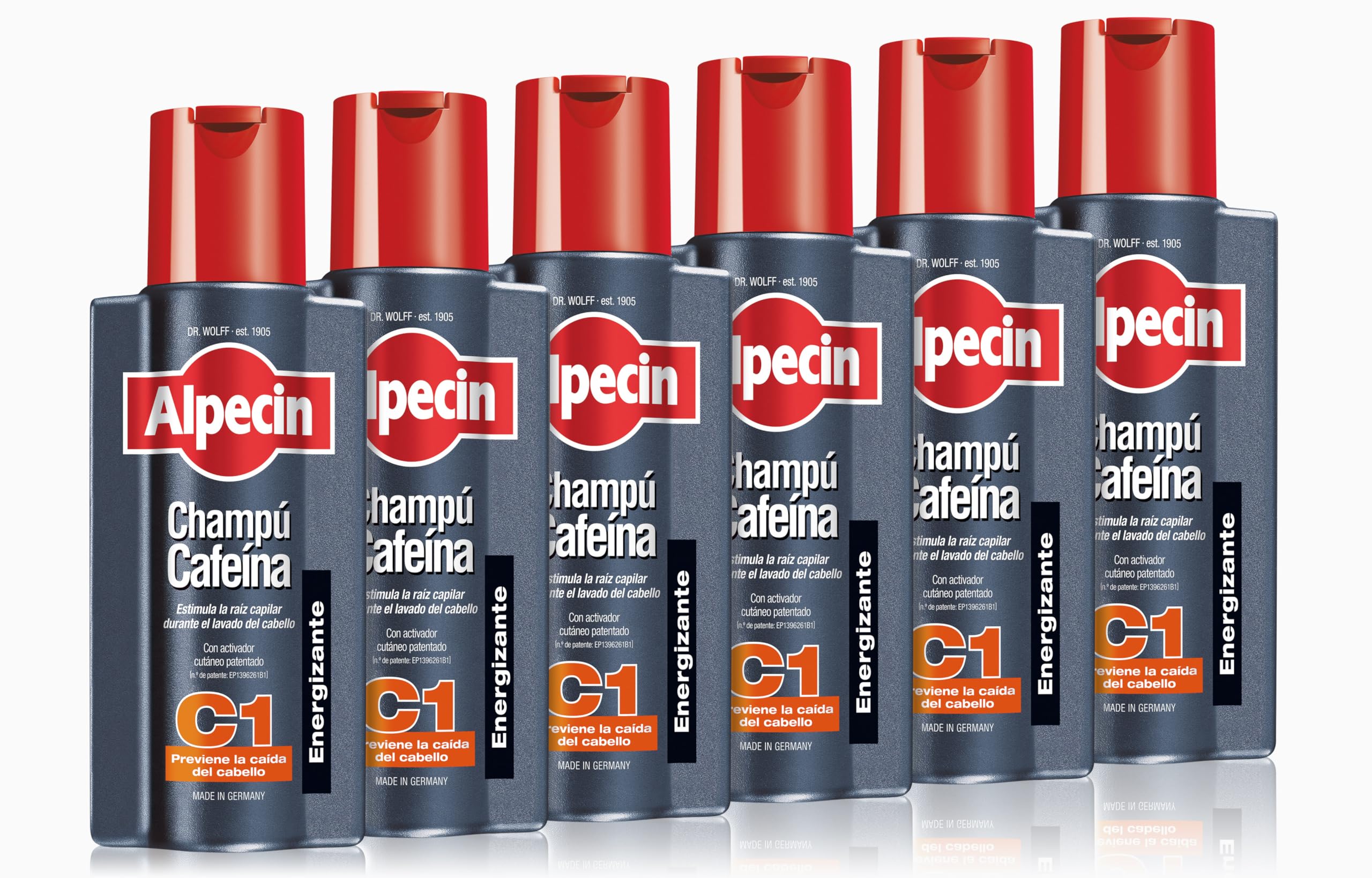 Alpecin C1 Caffeine Shampoo 6x 250 ml | Champu anticaida hombre y con cafeina | Tratamiento para la caida del cabello | Alpecin Shampoo Anti Hair Loss Treatment Men