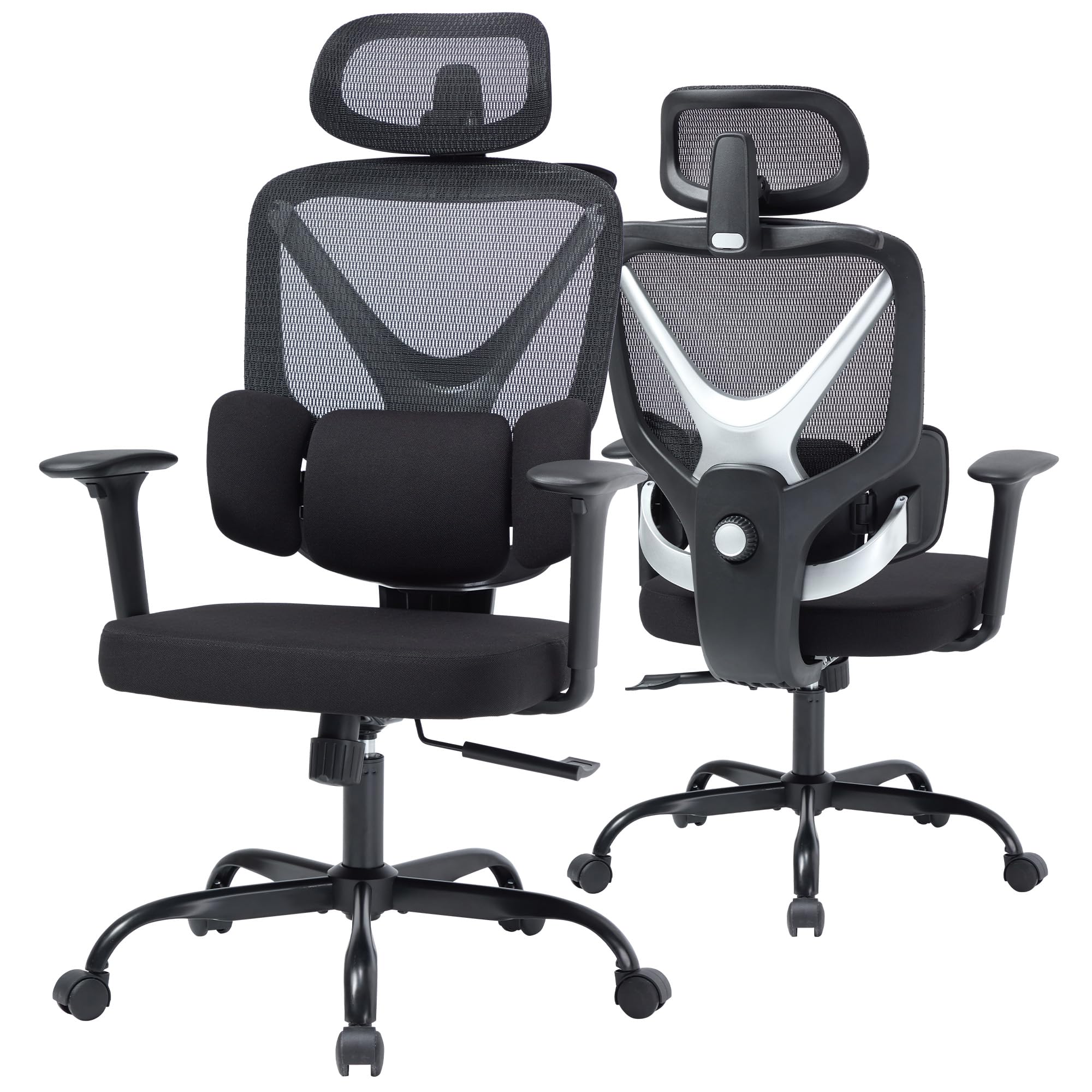 Office Chair - High Back Mesh Ergonomic Desk Chair with 3-Zone Dynamic Lumbar Support & 2D Adjustable Headrest - Executive Reclining Swivel Comfy