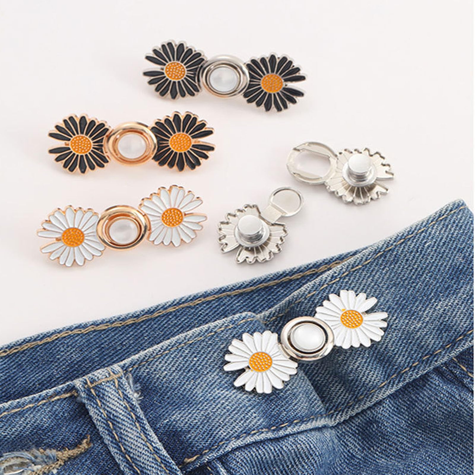 ASTER Lot De 8 Pinces De Serrage Amovibles Pour Pantalon, Fleurs Colorées Boutons De Serrage Réglables Pour Serrer La Taille, Boutons Décoratifs Sans Couture Pour Jeans Amples, Pantalons, Jupes