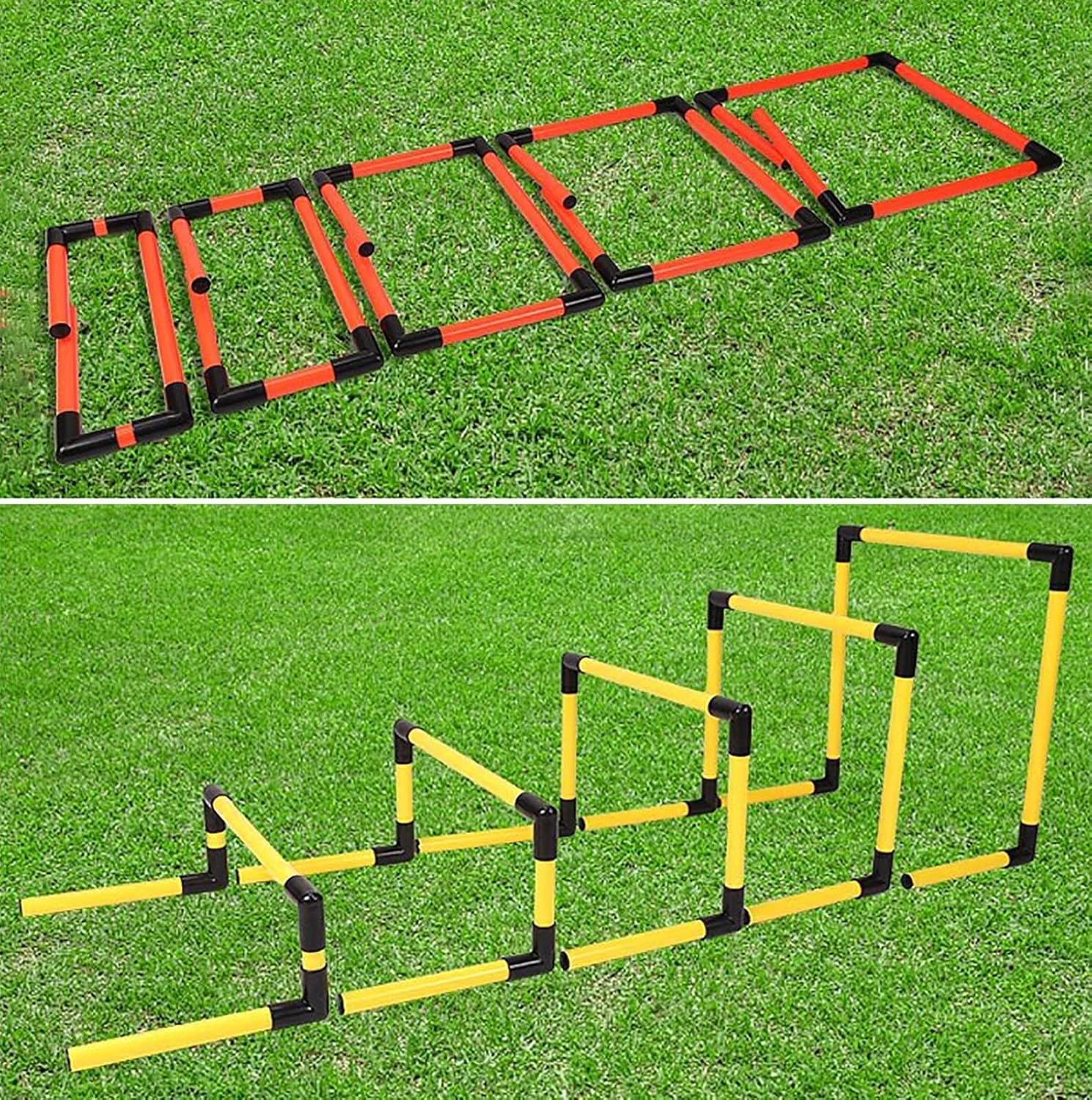 5 Pcs Different Heights Speed Agility Hurdles, Soccer Obstacle Hurdles Training Equipment, Portable Athletes Mini Hurdles Trainer, Sport Speed Hurdles(Red)