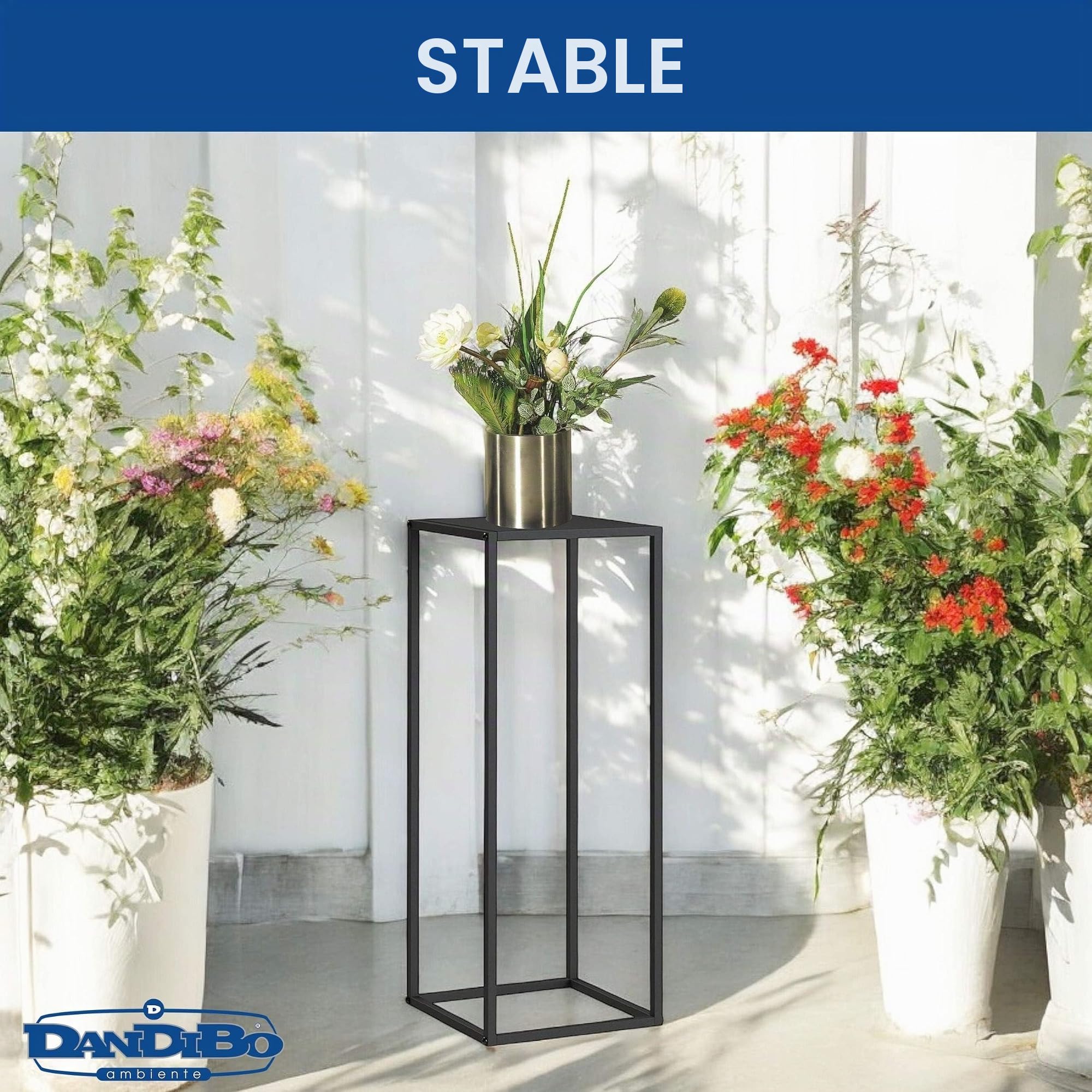 DanDiBo 96588 96588 Support pour plantes rectangulaire en métal noir - 80 cm - Design moderne