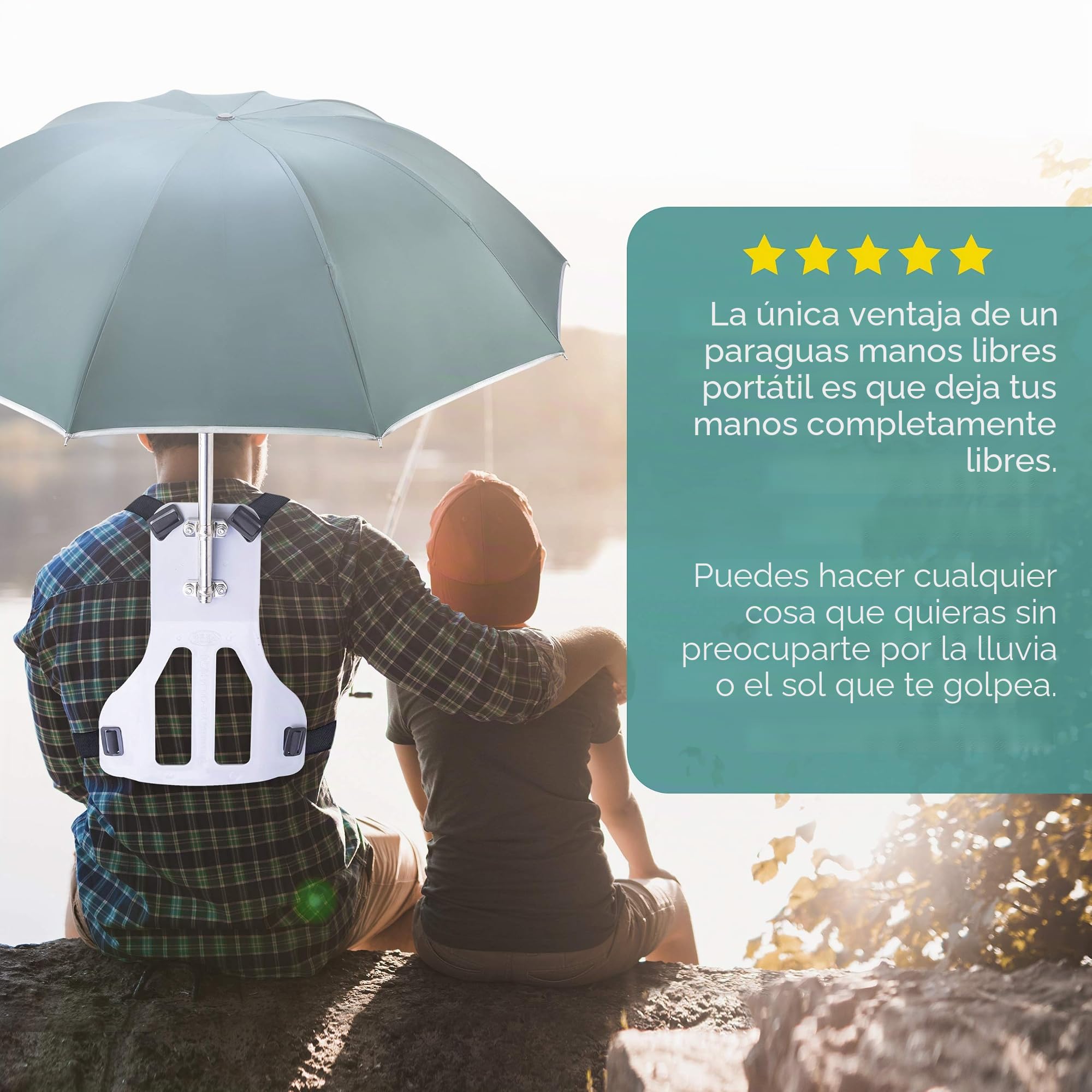 Primo Supply Paraguas manos libres, bloqueador de lluvia y sol, pesca, uso al aire libre, correr, trotar, obtener sombra y evitar tardes calientes al aire libre y quemaduras solares UV | Verde