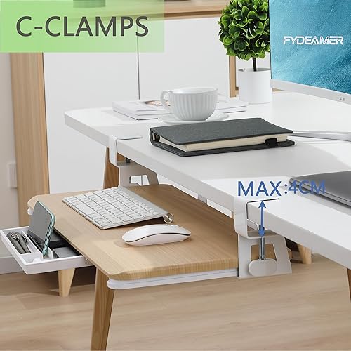 Miniatura 5 de Keyboard Tray, 26.77" X 11.81" Large Size Keyboard Tray Under Desk with C Clamp-on Mount Easy to Install, Computer Keyboard Stand, Ergonomic