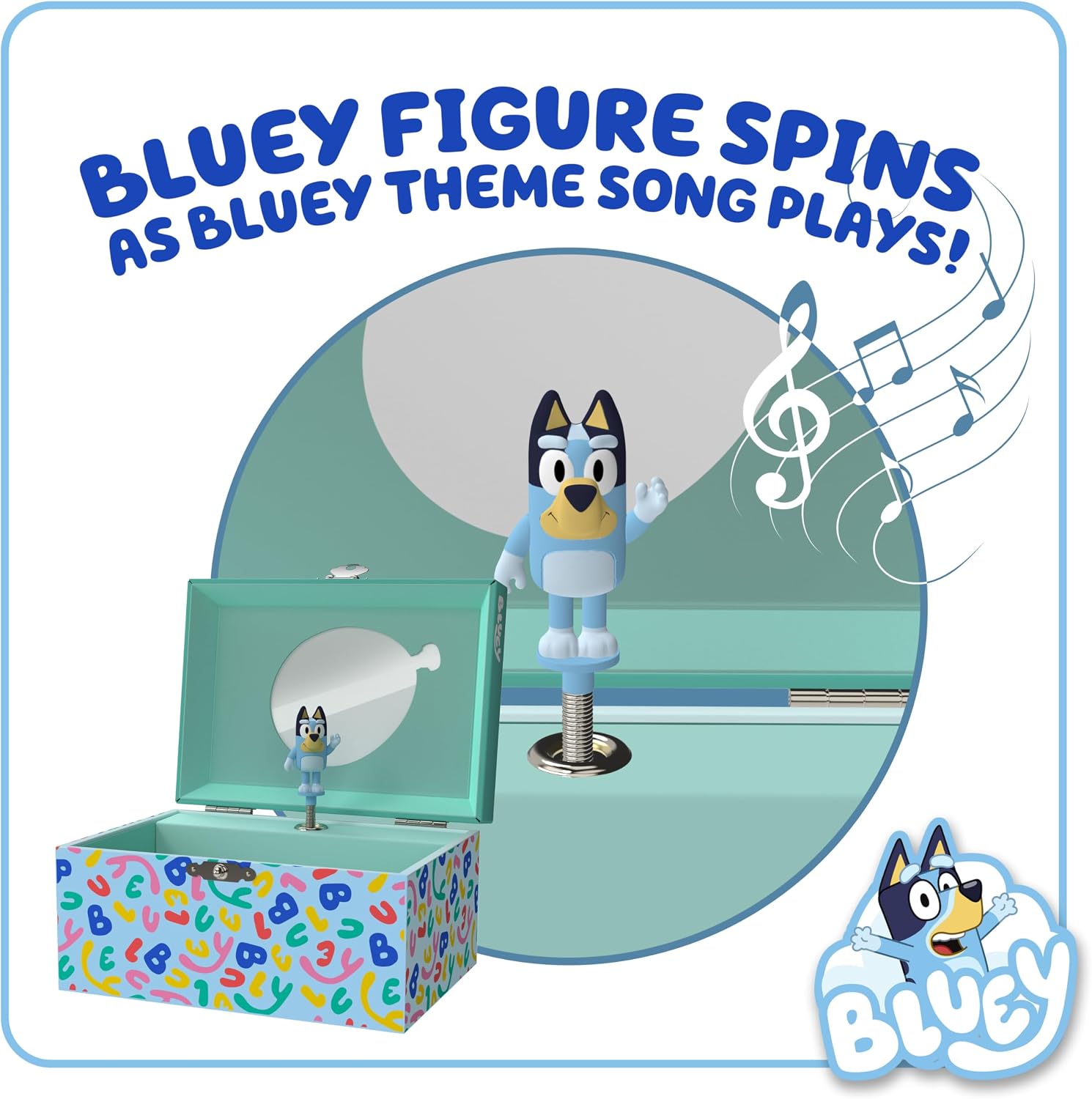Bluey & Bingo Jewelry Box for Girls - Musical Jewelry Box with Spinning Figurine, Bluey & Bingo Toys for Kids Ages 3-5 - Plays Bluey Theme Song - 6 x 4.7 x 3.5 in