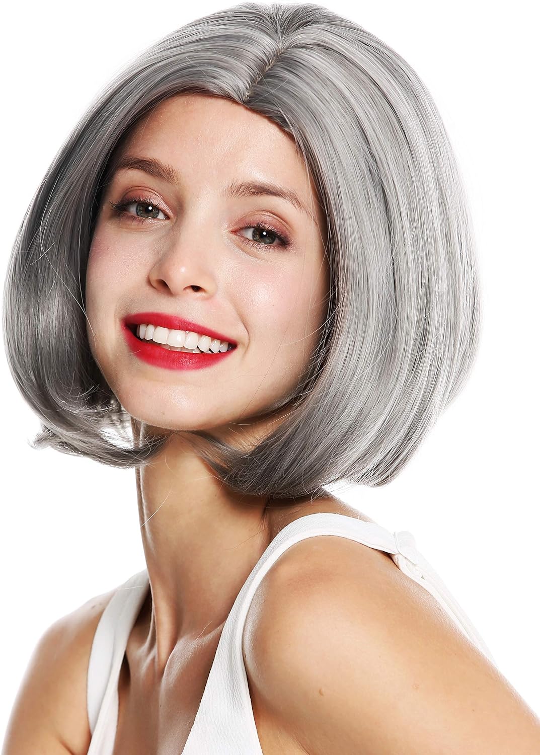 WIG ME UP, 1962-10A/88A women's quality wig short bob sleek wavy tips parting grey highlights mottled, Pastel gray (10A/88A)