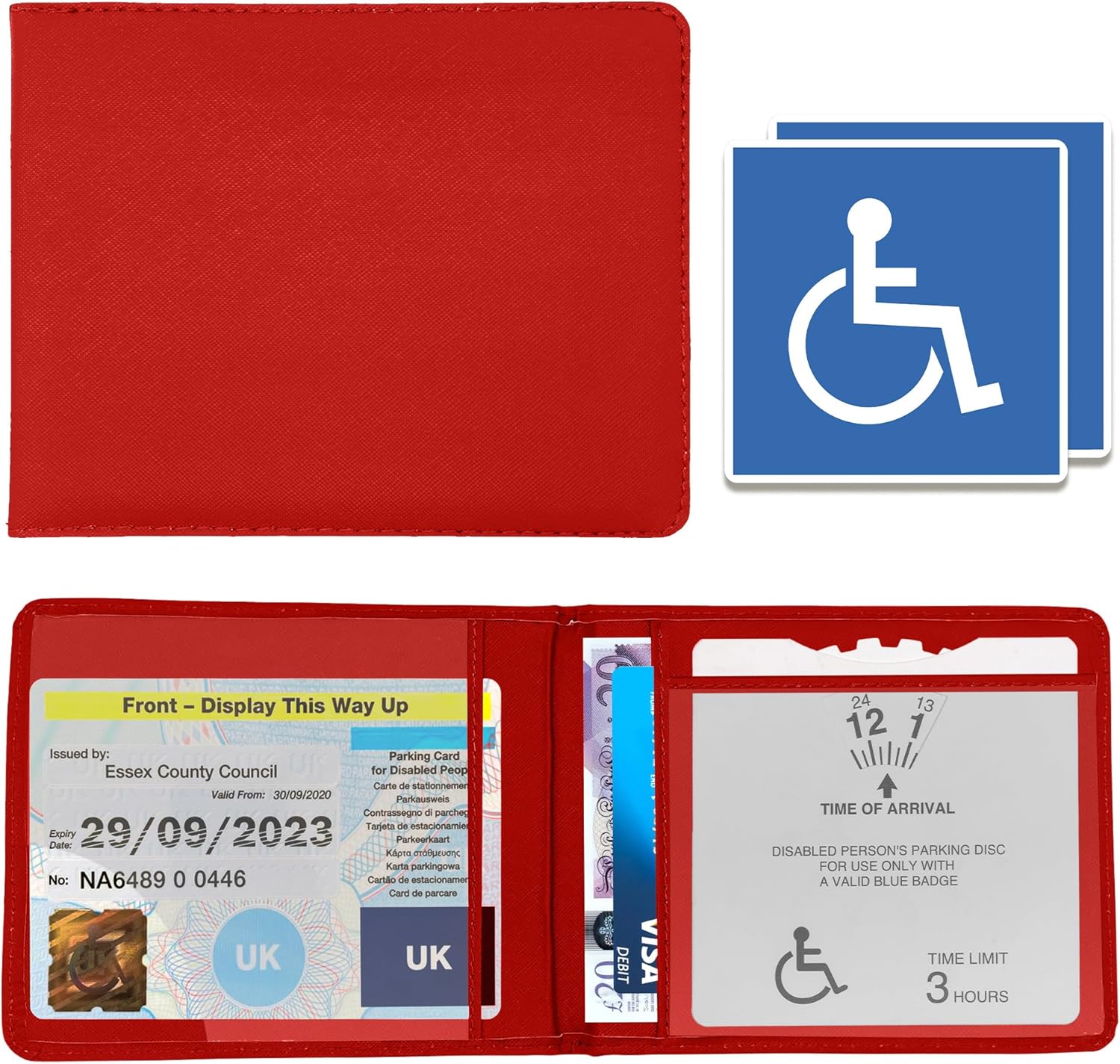 Disabled Blue Badge Holder Wallet for Car PU Leather Protector
