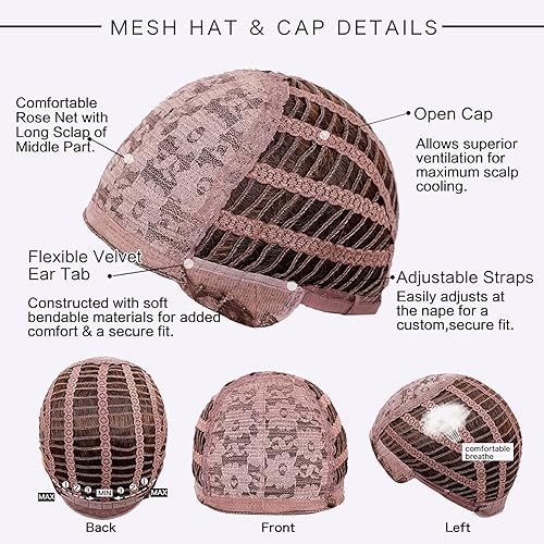 Miniatura 5 de HAIRCUBE - Pelucas de tono café para mujer, con fleco y reflejos, lacio y largo en capas, pelucas sintéticas y resistentes al calor