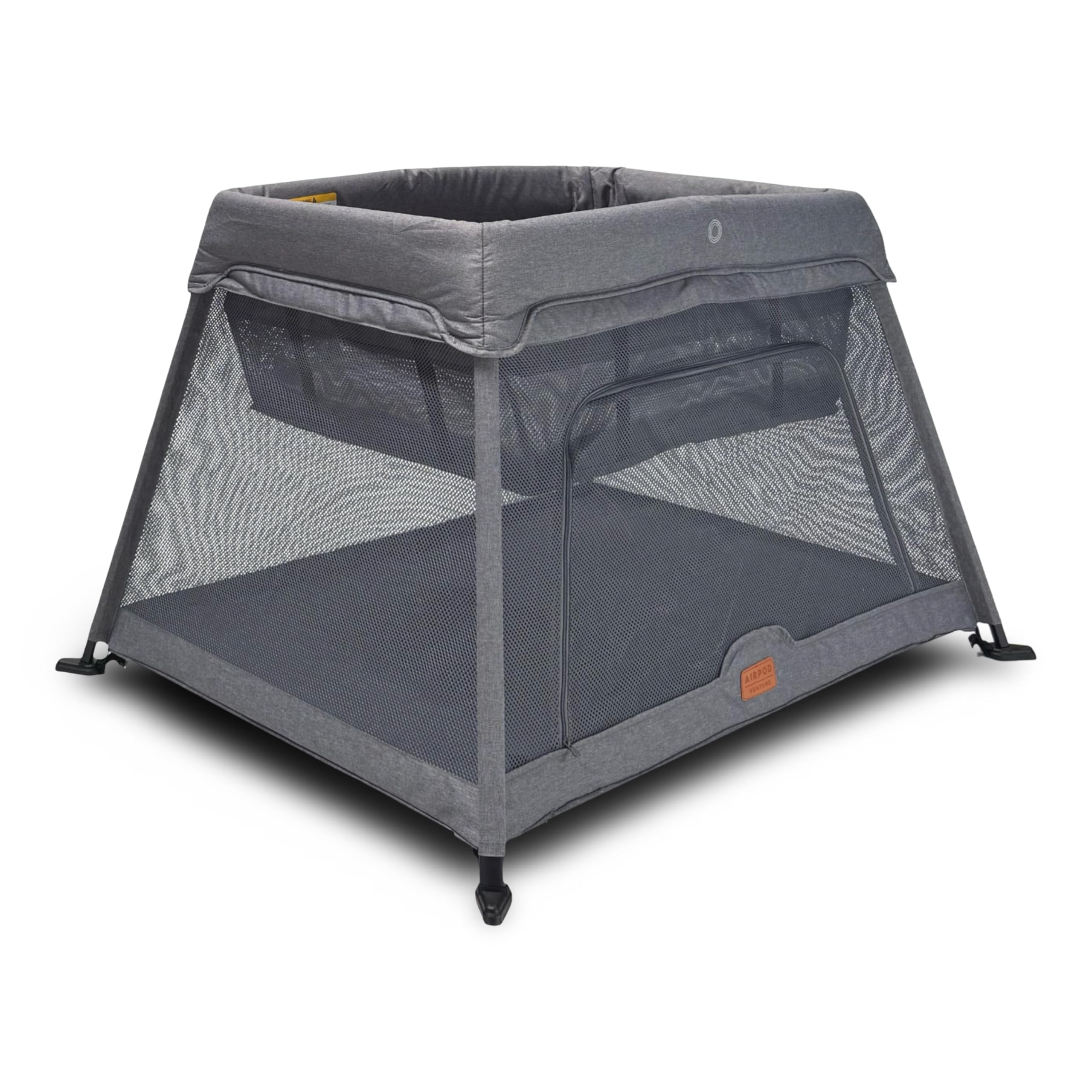 – Venture Airpod Travel Cot – Lightweight Foldable Baby Cot with Newborn Insert, Mattress, Storage Bag & Playpen Function – Breathable Mesh Sides – Suitable from 0 to 3 Years - Grey