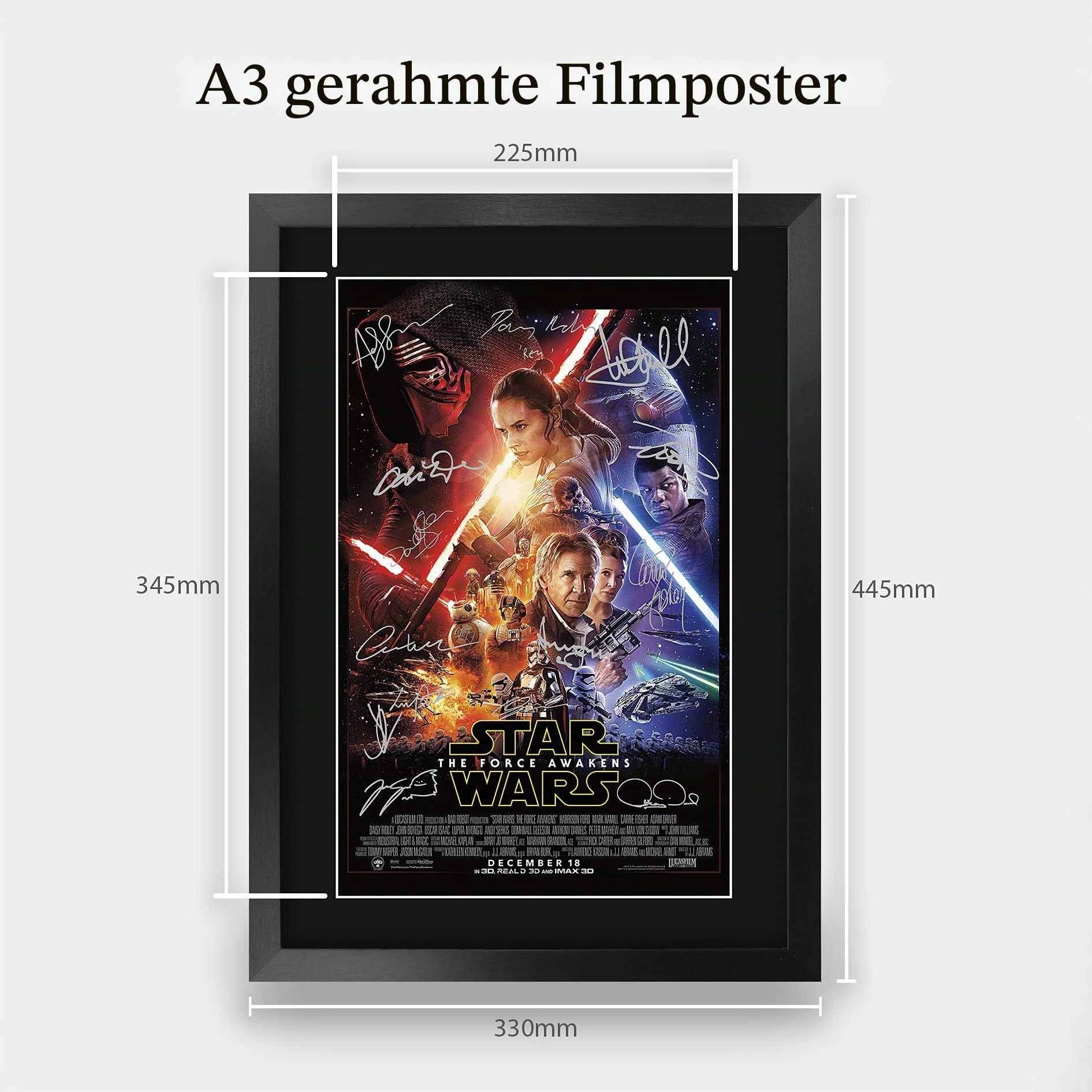 HWC Trading A3 FR The Force Awakens Star Wars Geschenke Printed Poster Autogramm Bild für Film-Memorabilia Fans - A3 Eingerahmt
