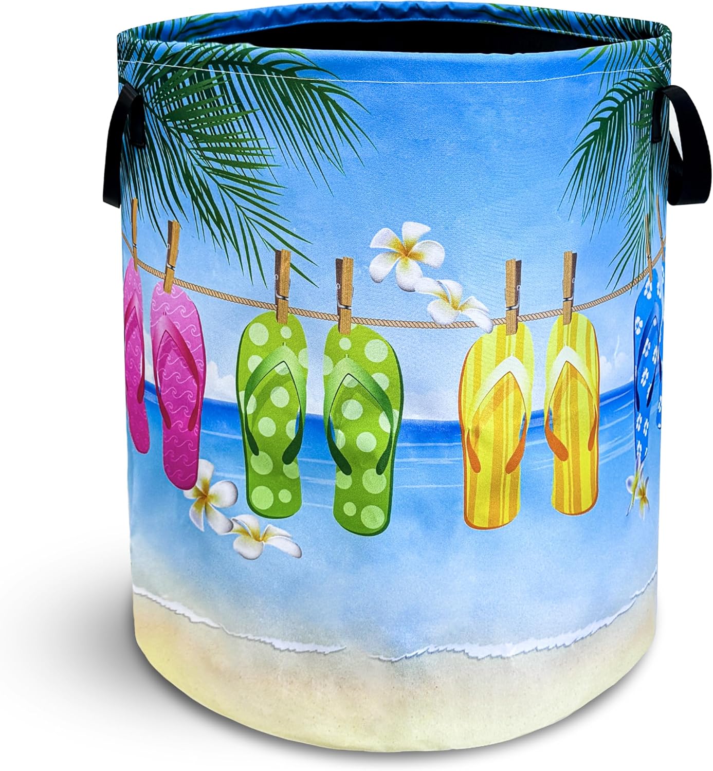 Colorful Artistic Flowers Laundry Basket Floral Foldable Oxford Cloth Funny Tote Bag Laundry Hamper Clothes Storage Bucket Toy Organizer For Bathroom/Laundry Storage/Bedroom 18.9x16.5 Inch