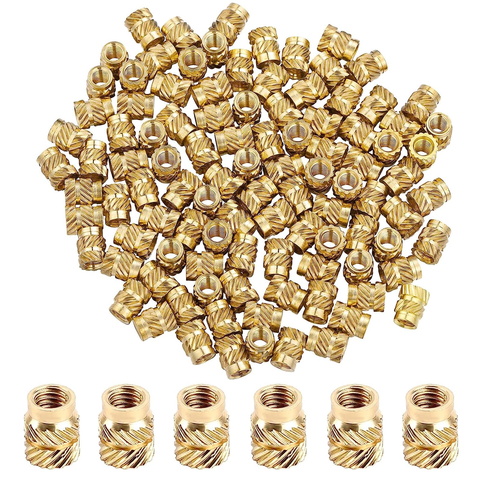 PENCK150Pcs M3 Threaded Insert Nuts M3 x 0.5mm Female Thread Brass Knurled Insert Embedment Nut for 3D Printer