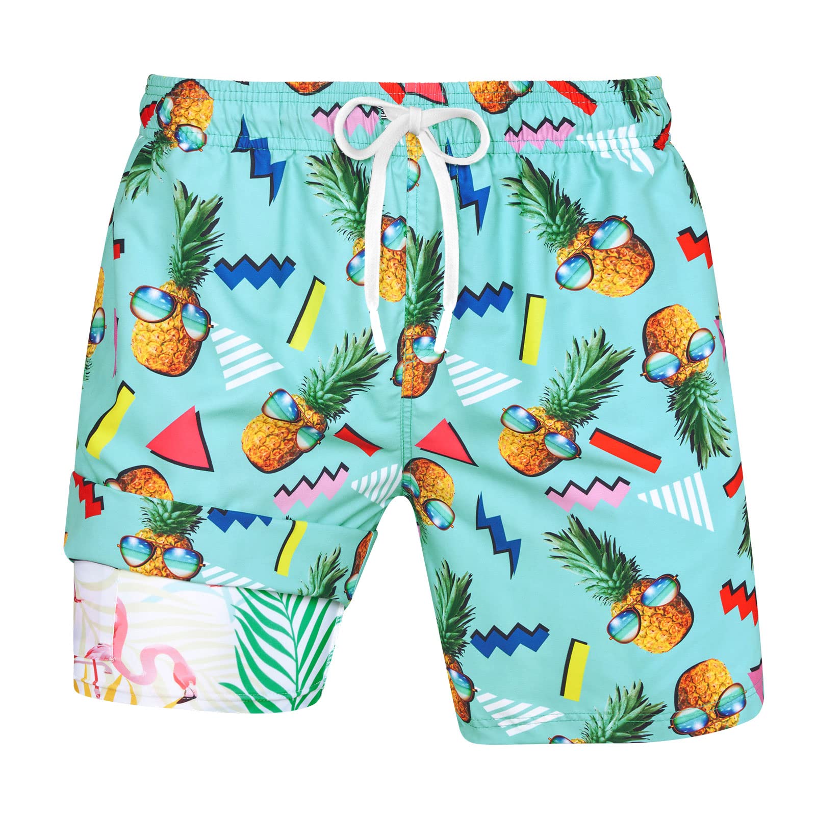 uideazone Mens Swim Trunks with Compression Liner Swimming Shorts 7 Inch Inseam Waterproof Quick Dry Beach Sport Shorts M-XXL