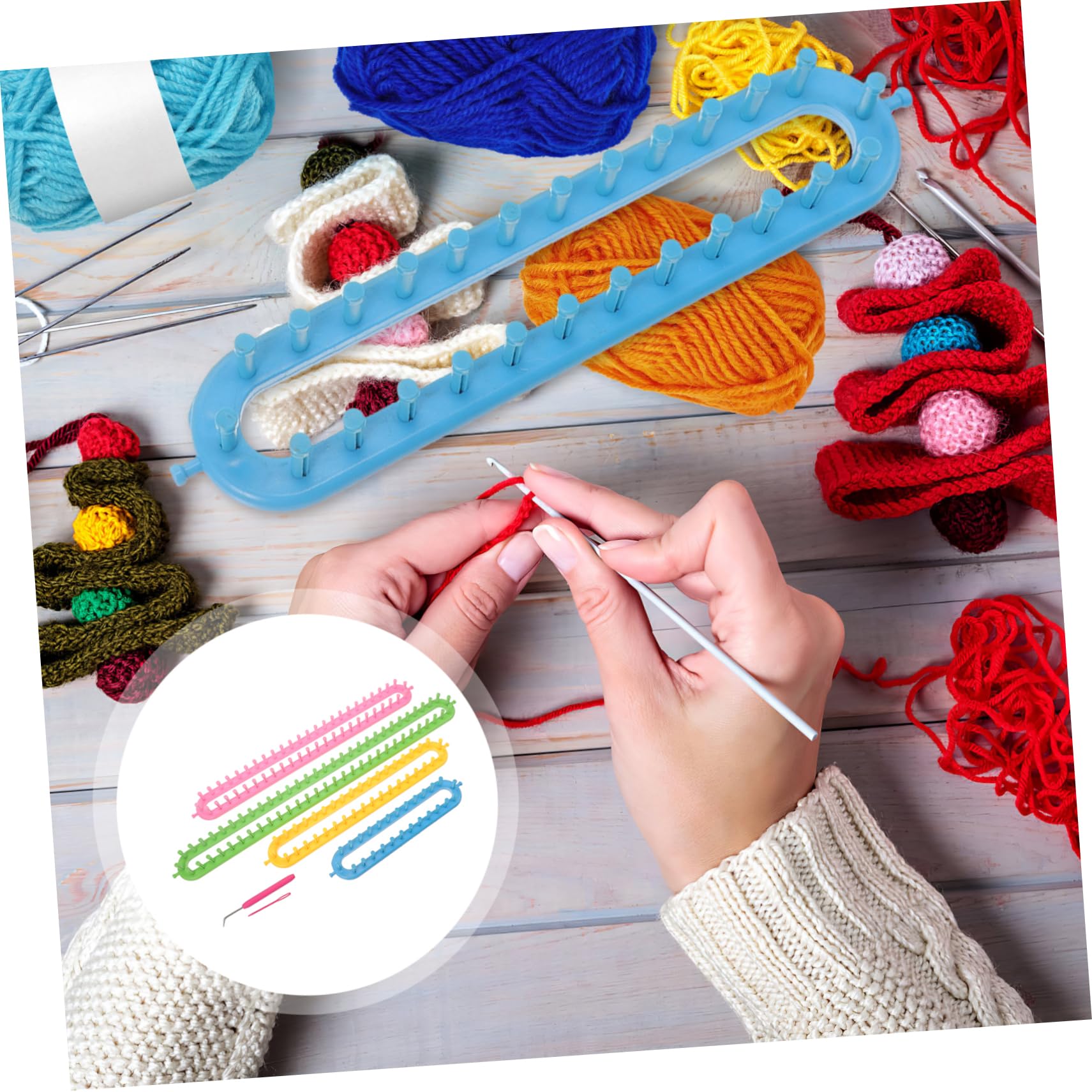 ARTIBETTER 4pcs Scarf Hat Knitting Loom Weaving Loom Machine Winter Scarf Knitting Darning Kits