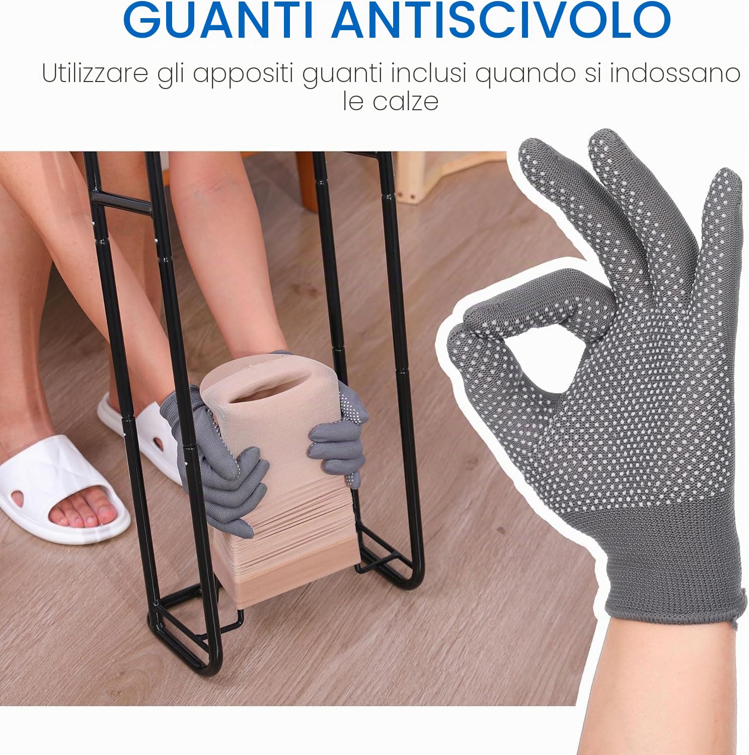 Upgraded - Calze a compressione extra lunghe per calze a compressione (nero)