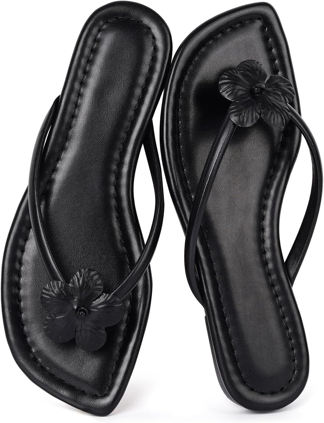 CORNMOOD Womens Flip Flops Thong Sandals Square Toe Slip On Summer Beach Flat Sandals for Women Comfortable Vacation Casual