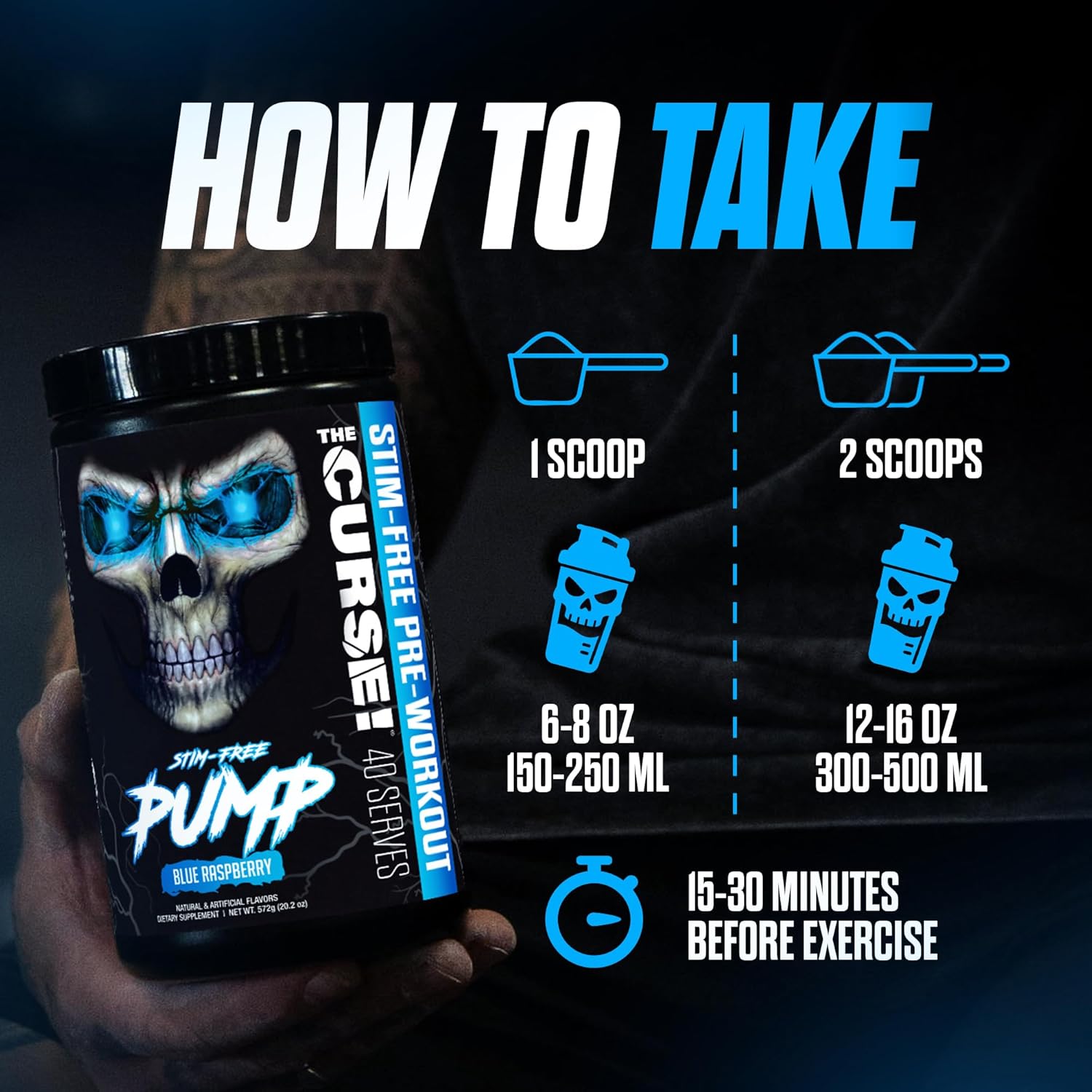 JNX SPORTS The Curse! Pump – Stim-Free Pre-Workout | Blue Raspberry 40 Serves | Caffeine-Free Pump Pre Workout, Non-Stim Nitric Oxide Preworkout for Men & Women - Image 9