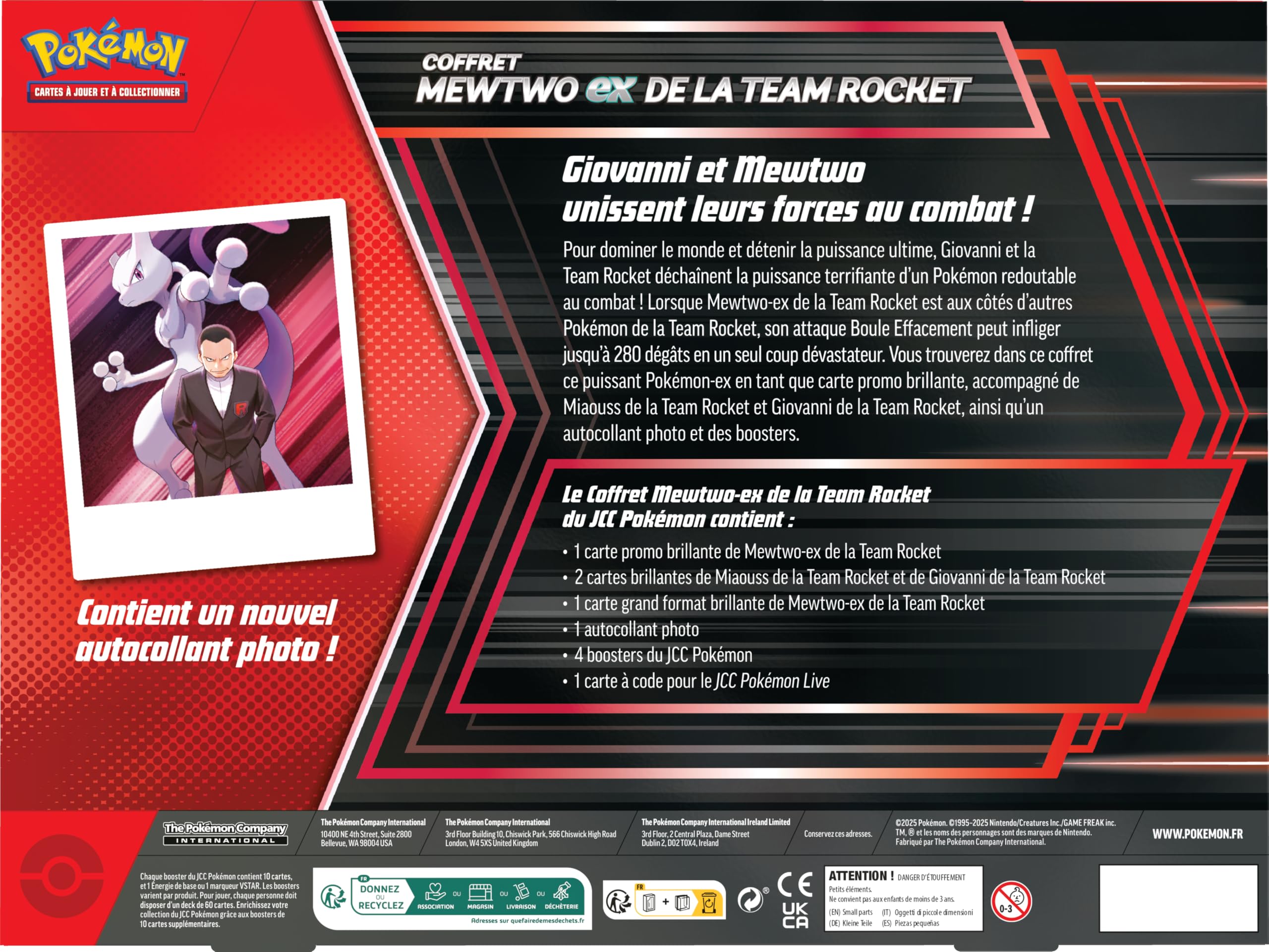 Estuche Pokémon Mewtwo-ex Del Team Rocket - Incluye 1 Carta Brillante Promo, 1 Carta Gigante, 1 Pegatina Y 4 Sobres De Refuerzo Del JCC