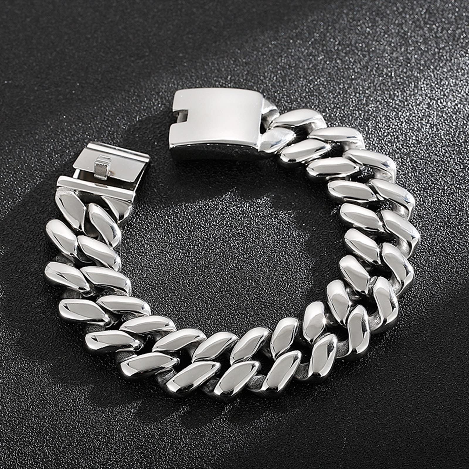 Herren Gliederarmbänder für Herren in Edelstahl, Panzerkette Personalisiertes Armband Eco-Verpackung Kleine Geschenke für Männer, 22cm Länge, 20mm Breite, Silber