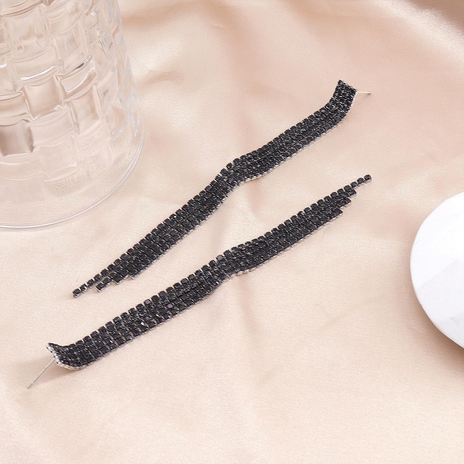 Silver Rhinestone Tassel Dangle Earrings for Women Long Fringe Dress Prom Drop Earrings Bling Chandelier Earrings Jewelry Gift 2024 - Image 4