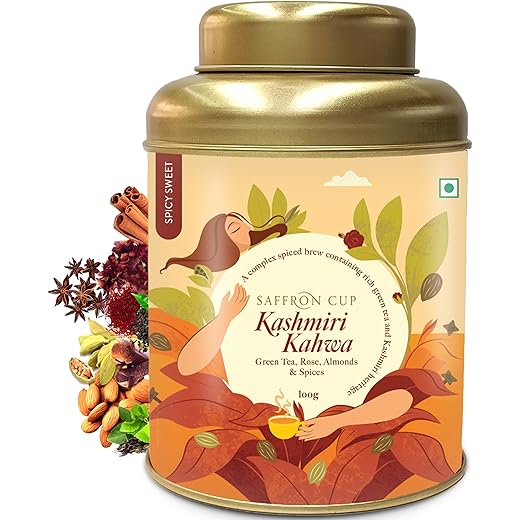 Saffron Cup Kashmiri Kahwa Green Tea 100g Premium Blend wi