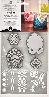 FolkArt Reusable Block Stamp and Adhesive Stencil Set, Floral, 5 Pieces, 36569