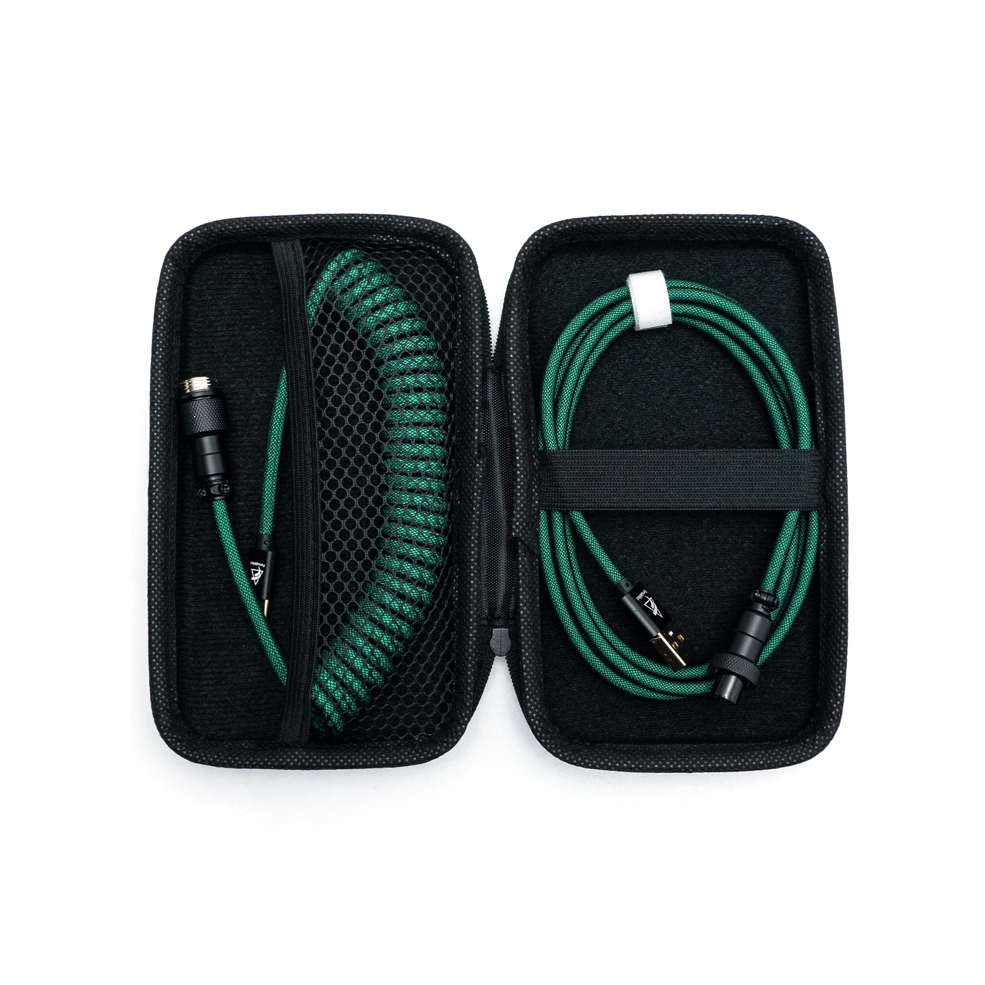 Photo 1 of Formulamod USB C Coiled Keyboard Cable for Mechanical Keyboard, Coiled USB AviatorCable, Pro Double Sleeved Cable with Organizer Zipper Box (Green)