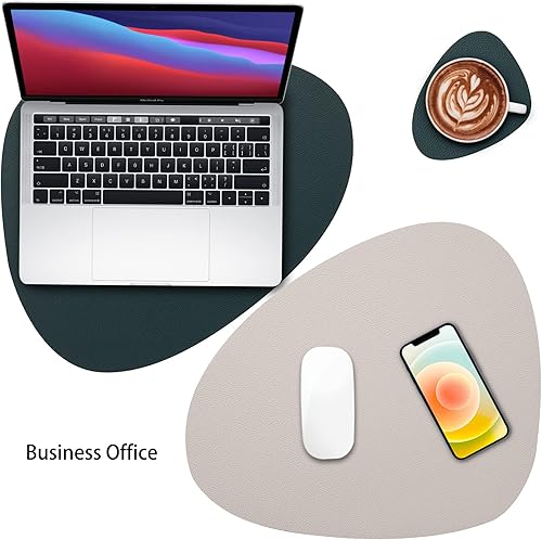 Miniatura 5 de Myir JUN Manteles individuales de doble cara, impermeables, de piel sintética, juego de 4 manteles individuales y posavasos antideslizantes lavables