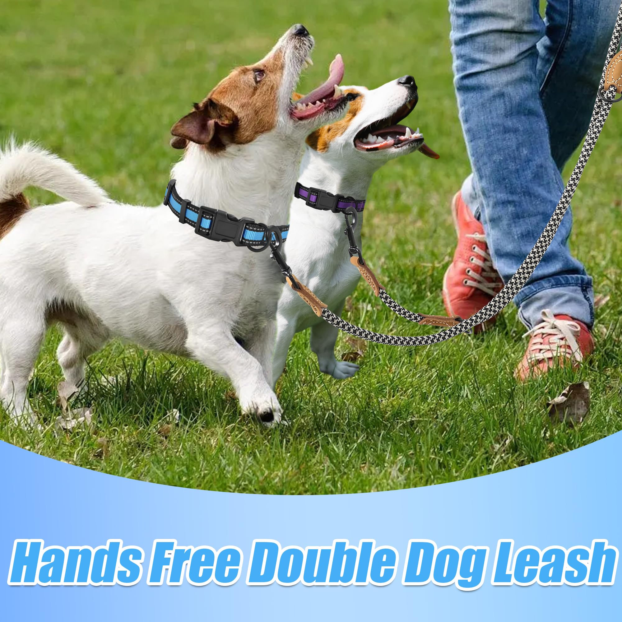 Mile High Life Guinzaglio doppio per cani, guinzaglio antiscivolo per cani, doppia configurazione, corda per alpinismo con connessione su misura in pelle | 2,4 m con robusta chiusura in metallo