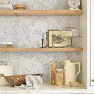 Ismoon Boho Wallpaper Peel and Stick Dusty Green Botanical Wallpaper 17.3in x6.56ft Neutral Leaf Removable Waterproof Green Contact Paper for Bedroom Kitchen Renter Friendly Wall Decor Vinyl