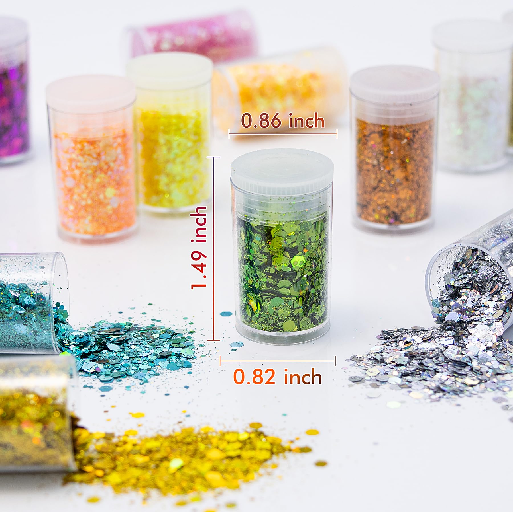 Paillettes Fines 45 Couleurs pour Art & Craft, Nail Art, Maquillage, Corps, Loisirs Créatifs