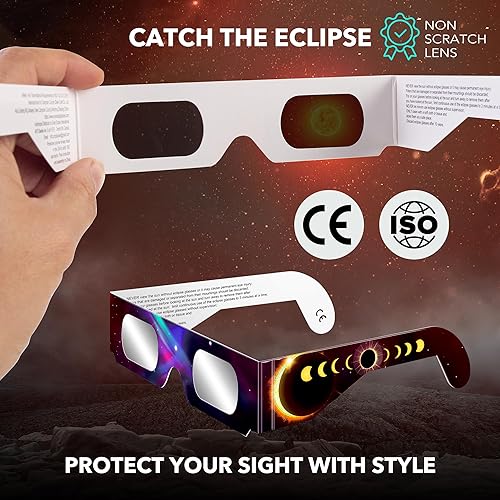 Miniatura 3 de Gafas de eclipse solar (paquete de 12)  Certificado CE e ISO, aprobadas para visión directa del sol, prepárate para el eclipse solar 2024, Regular